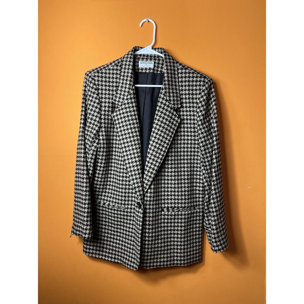 Alfred Dunner Black and White Houndstooth Blazer